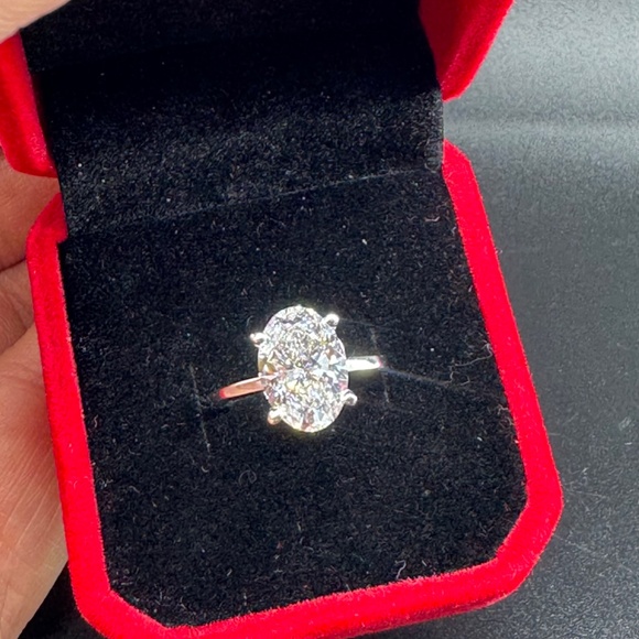 3 Carat Oval Lab Grown Diamond Solitaire Ring - Picture 13 of 14